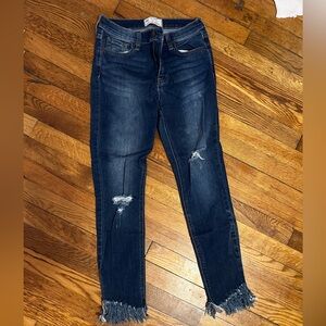 Free People Blue Jeans with Frayed Hem